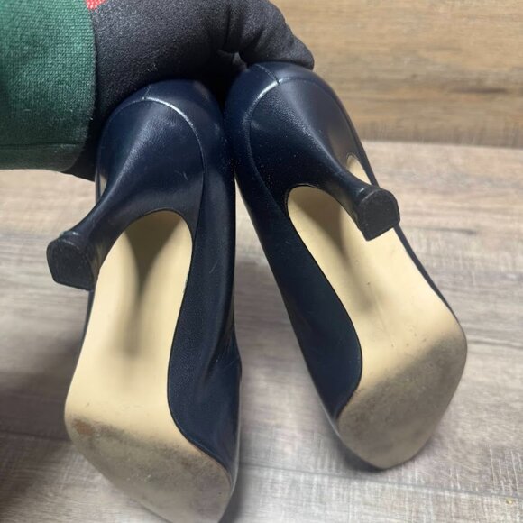 Liz Claiborne Navy Blue Leather Pointed Toe Pumps Women's Size 8 - Picture 4 of 6